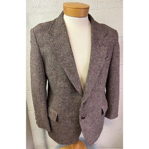 Vintage Harris Tweed Sport Coat Men's 42 Brown Herringbone Scottish Wool Jacket